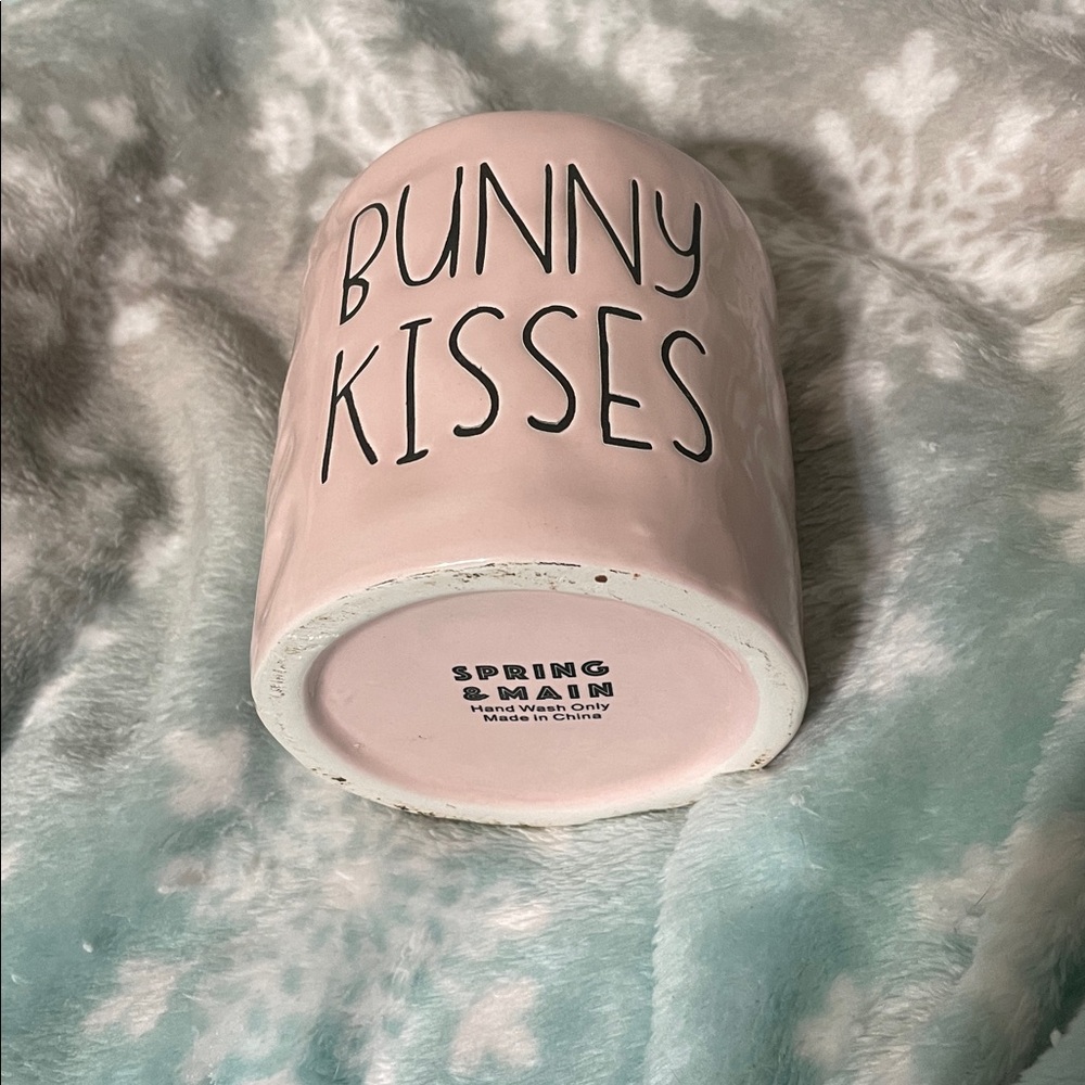 Rae Dunn Inspired Bunny Kisses Pink Ceramic Jar Like New - Picture 4 of 8
